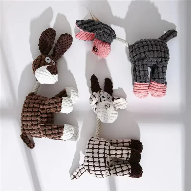 

Plush Dog Toys Corduroy for Small Medium Dogs Animal Dog Squeaky Toy Bite Resistant Chew Toy Molar Teeth Cleaning Puppy Toys