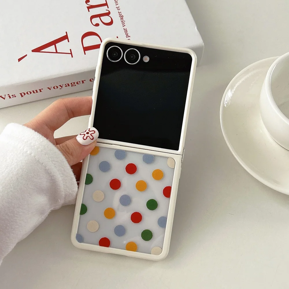 Colorful Polka Dots Transparent Shockproof Folding Phone Case