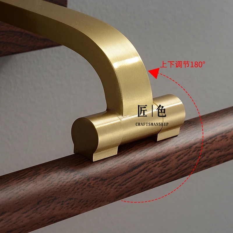 Wood grain mirror headlights, simple copper bathroom mirror cabinet lights, bathroom mirrors, front wall light
