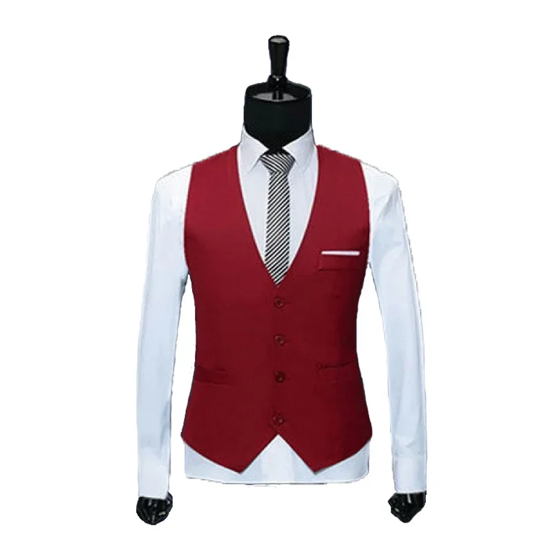 Slim Fit Suit Vests For Men Black Grey Navy Blue Business Casual Male Waistcoat Single Breasted Gilet Homme Formal Jacket dress vests