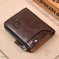 Portefeuille pour hommes en cuir porte-carte de visite fermeture éclair sac à main portefeuilles de luxe pour hommes RFID Protection sacs à main Carteira Masculina luxe 6