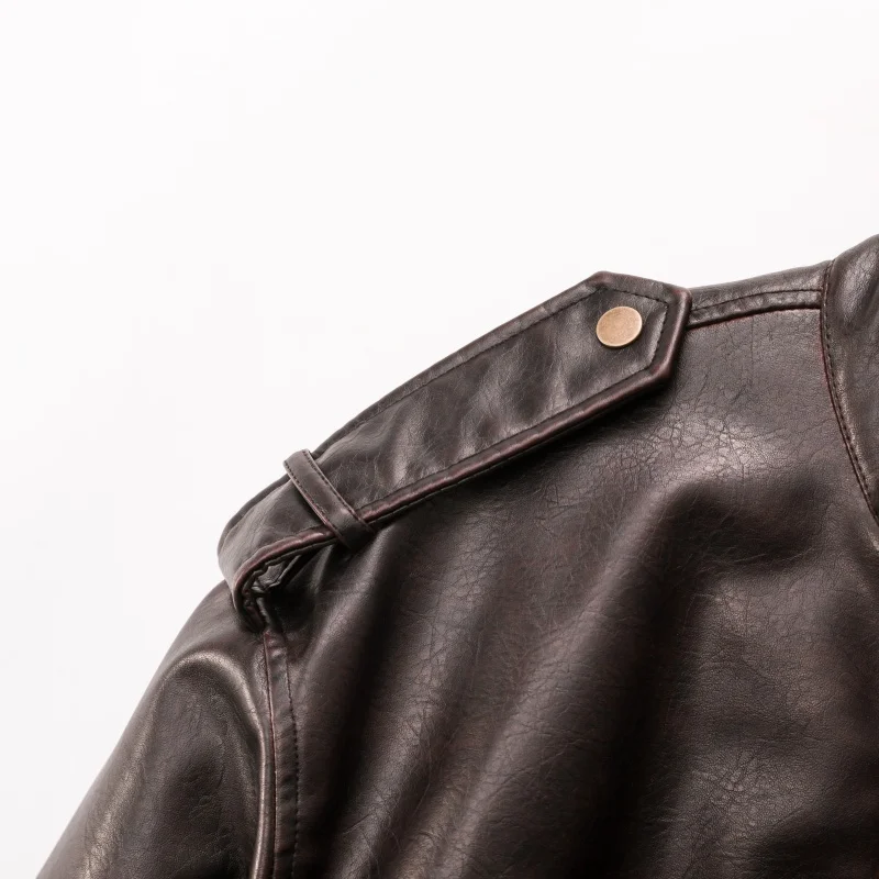 Women's Leather-Effect Blazer Jacket with Stand Collar, All-Season Streetwear — detail 4