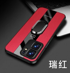 Luxurious Leather Magnetic Stand Cover with Racing Style Shockproof Bumper for IQOO Neo 9 S Pro (Red)