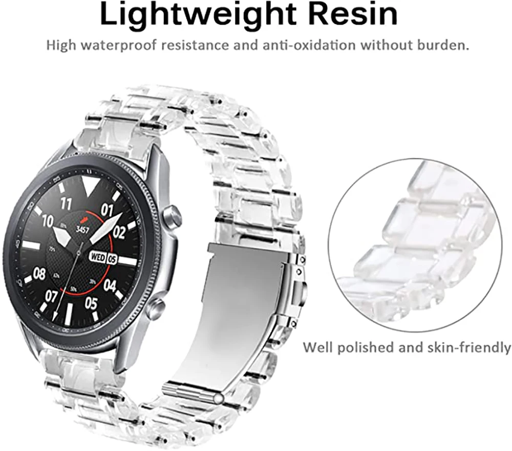 

22mm 20mm Bracelet For Samsung Galaxy Watch 3 41mm 45mm Strap Resin Watchband Wristband For Galaxy 42 46/Active2 40 44mm Classic