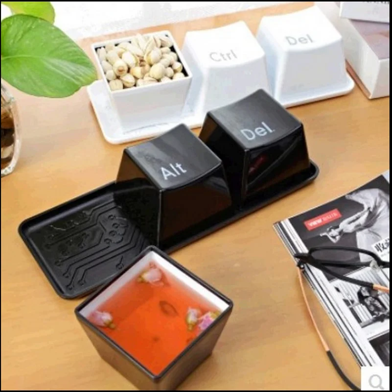 Creative Cup Tea Set Keyboard Fashion Cups Black color ctrl del alt 3 pieces/ Mugs Promotion Gifts Trade Shows Wedding |