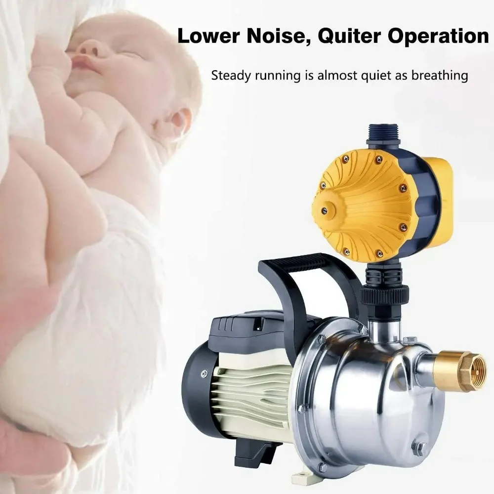 Household Water Booster Pump with 1/2 HP, 14 GPM Flow Rate, 110V for Shallow Well Irrigation