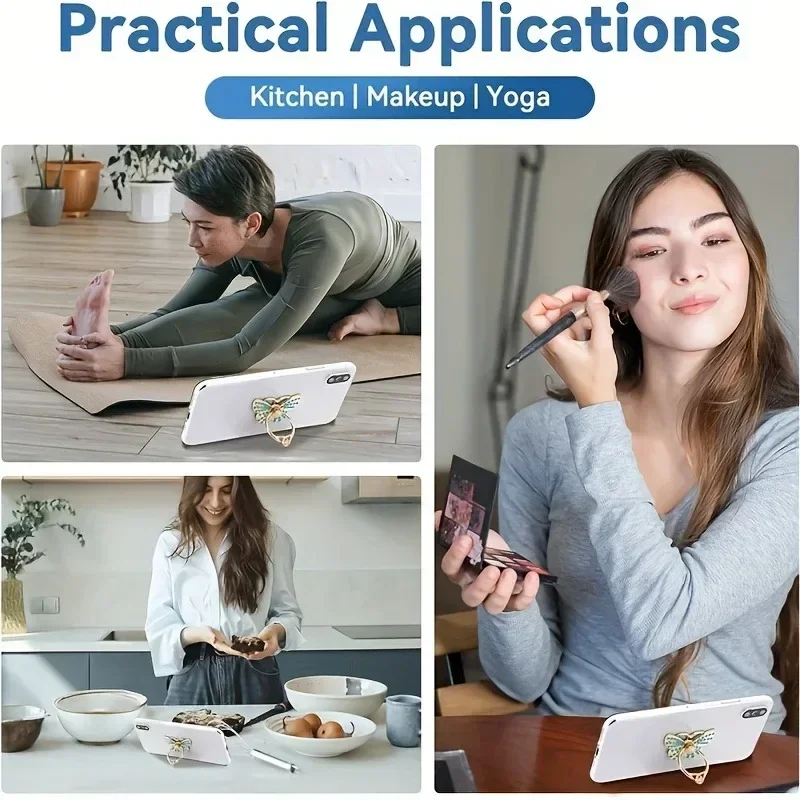 Glitter Butterfly Cell Phone Ring Holder Stands Butterfly Phone Ring Holders with Knob Loop 360° Rotation Kickstands