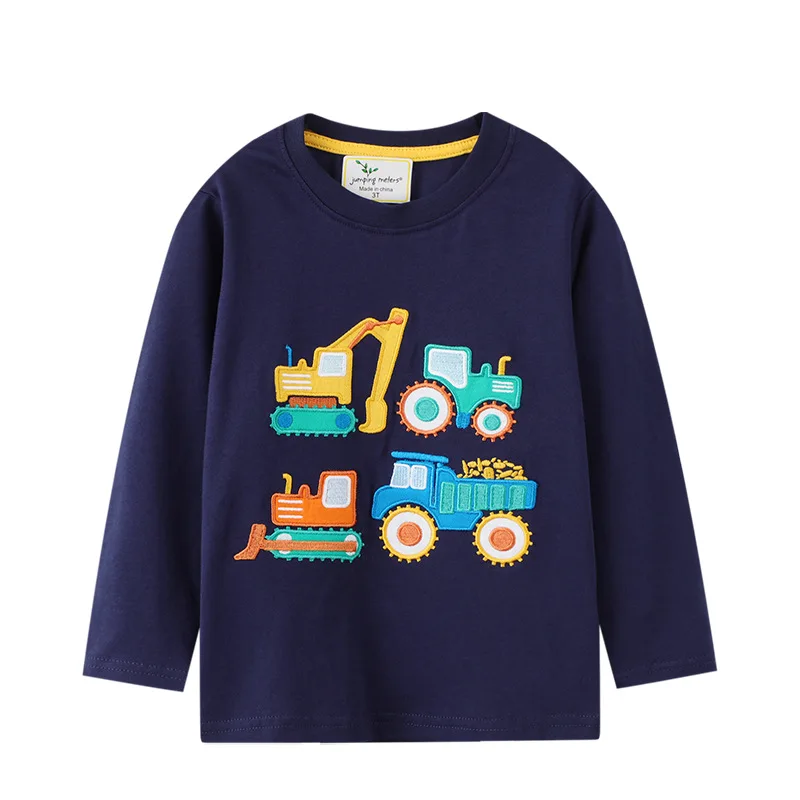 Jumping Meters Kinder Langarm-T-Shirts für Herbst Winter Jungen Kleidung Bagger Stickerei Kleinkind Tops Shirts – Detail 6