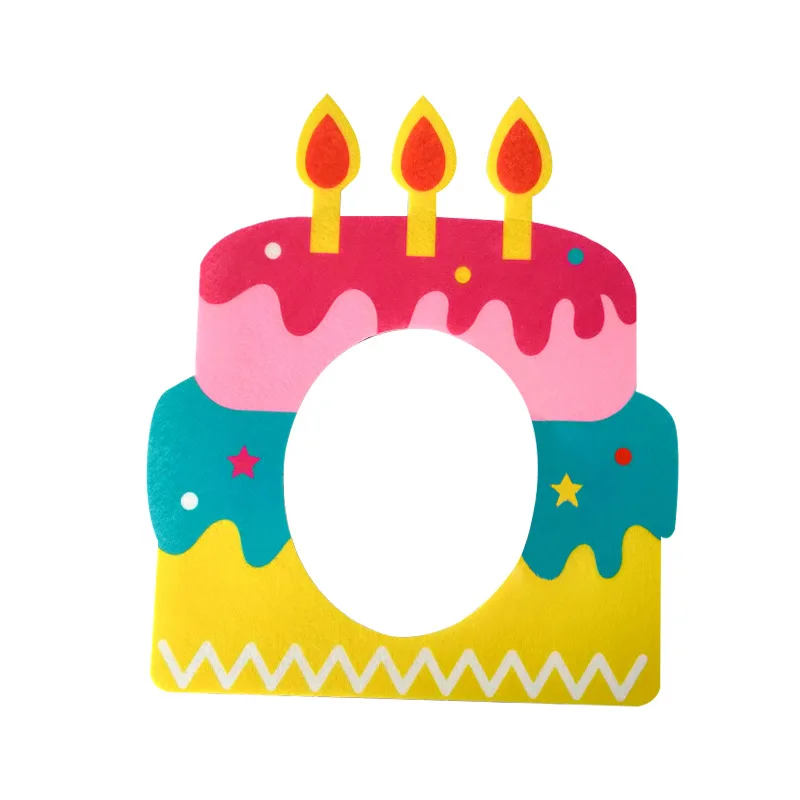 Funny Photo Props Non-Woven Cake Hat Decoration Mask Happy Kids 1st Birthday Party Cake Hat Gift Cake Style Headgear Hat