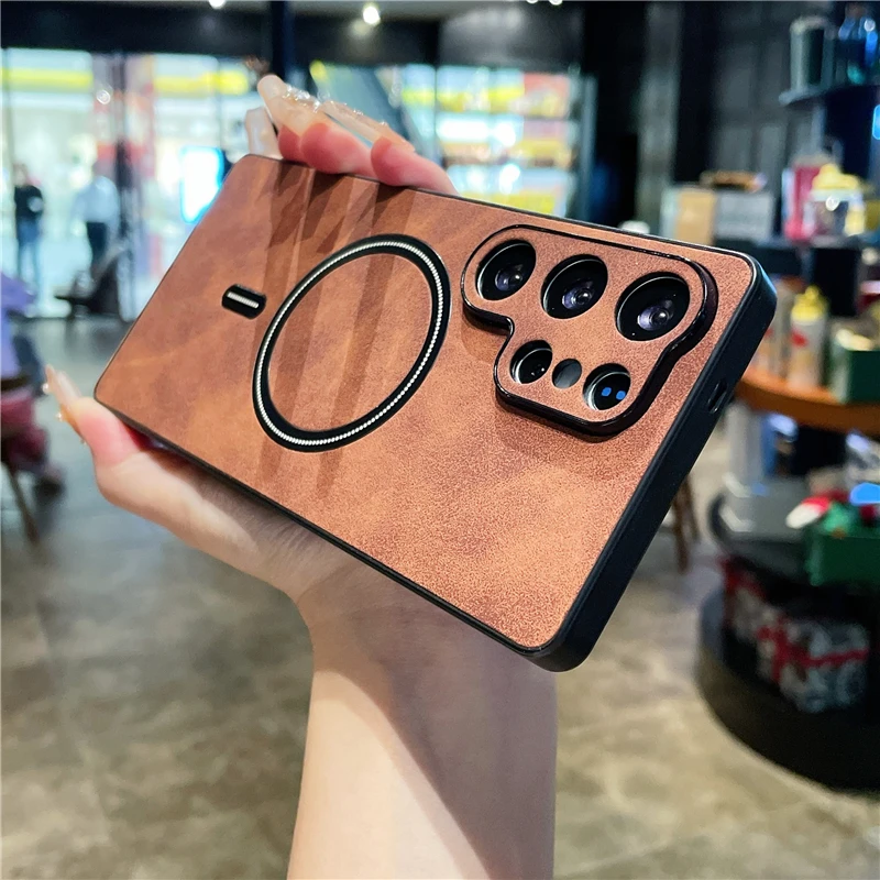 Vintage Sheepskin Matte Magnetic Frosted Case with Wireless Charging Cover