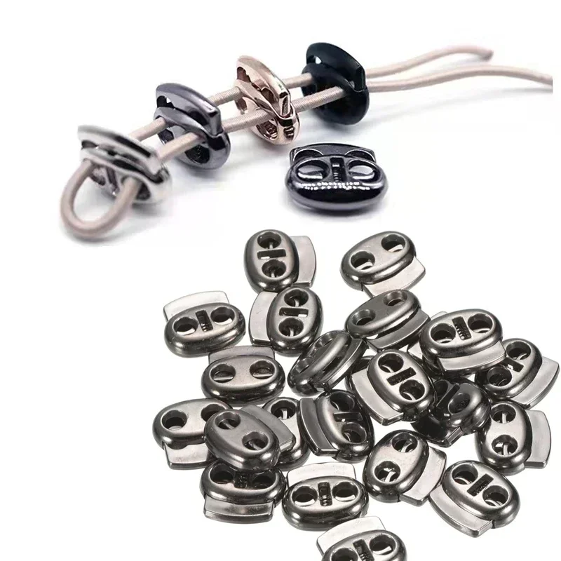 4mm-5.5mm Twin Hole Metal Stopper Cord Locks Bean Drawstring Toggle Clip Apparel Shoelace Sportswear Button Accessorie 10Pcs cord lock stopper detachable stopper cord lock cord stopper cord end lock