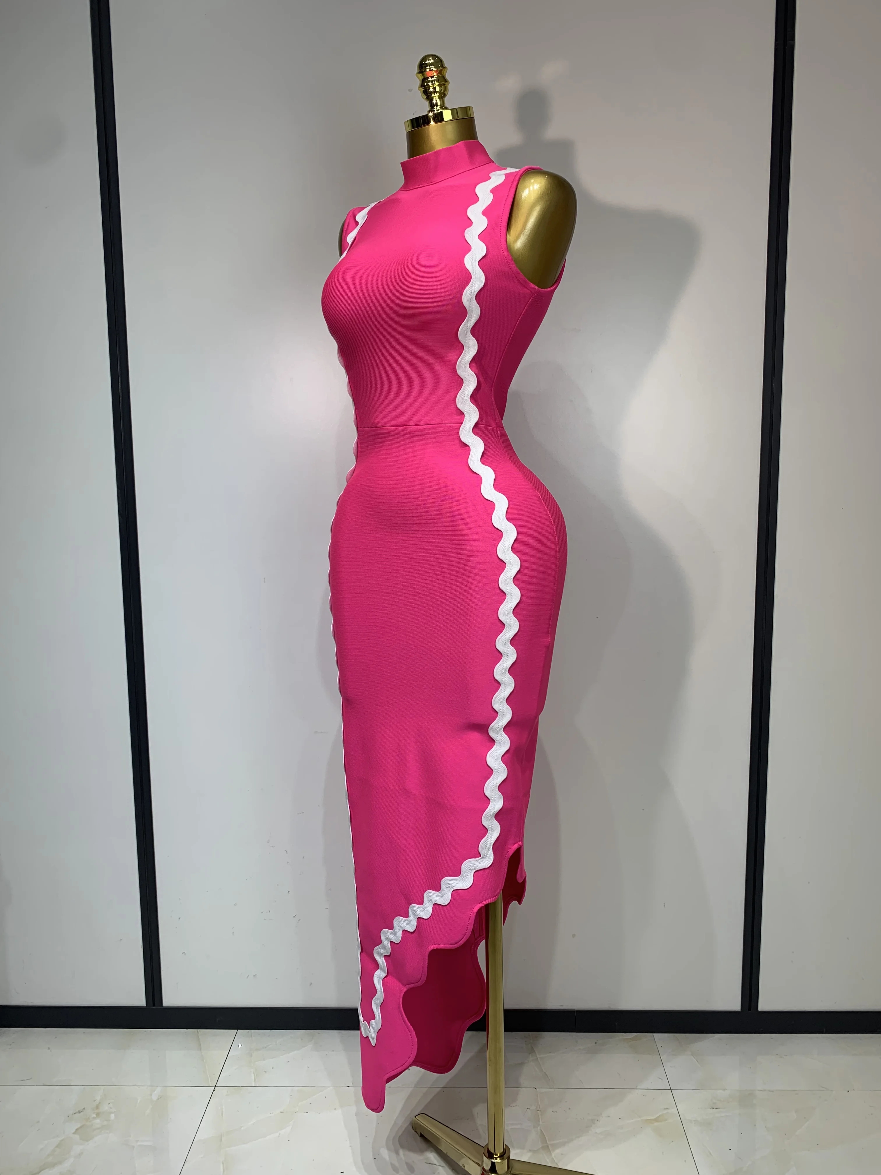 green emerald velvet dress Autumn Bodycon Bandage Dress Long Sleeve Hollow Out Club Celebrity Evening Formal Party Dress White Bandage Dress / L main image 1