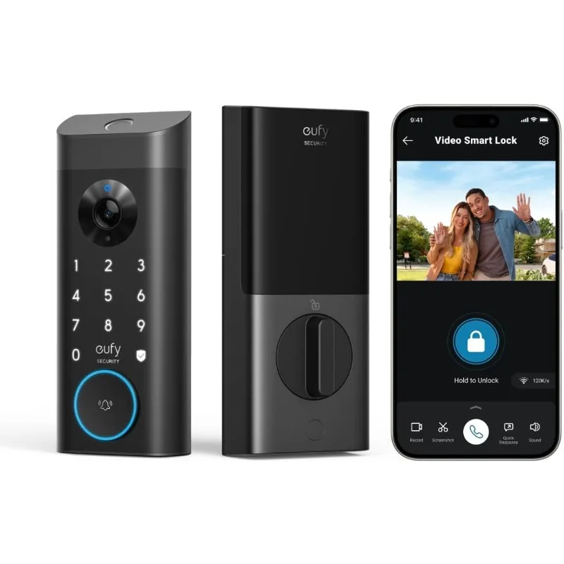 

eufy Security Video Smart Lock E330, 3-in-1 Camera+Doorbell+Fingerprint Keyless Entry Door Lock, WiFi Door Lock