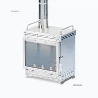 เตาผิงสแตนเลสพร้อมปล่องไฟรอง Burning เตาไม้กระจกหน้าต่าง Camping เต็นท์เตาฟืนเครื่องทําความร้อน Brazier 2