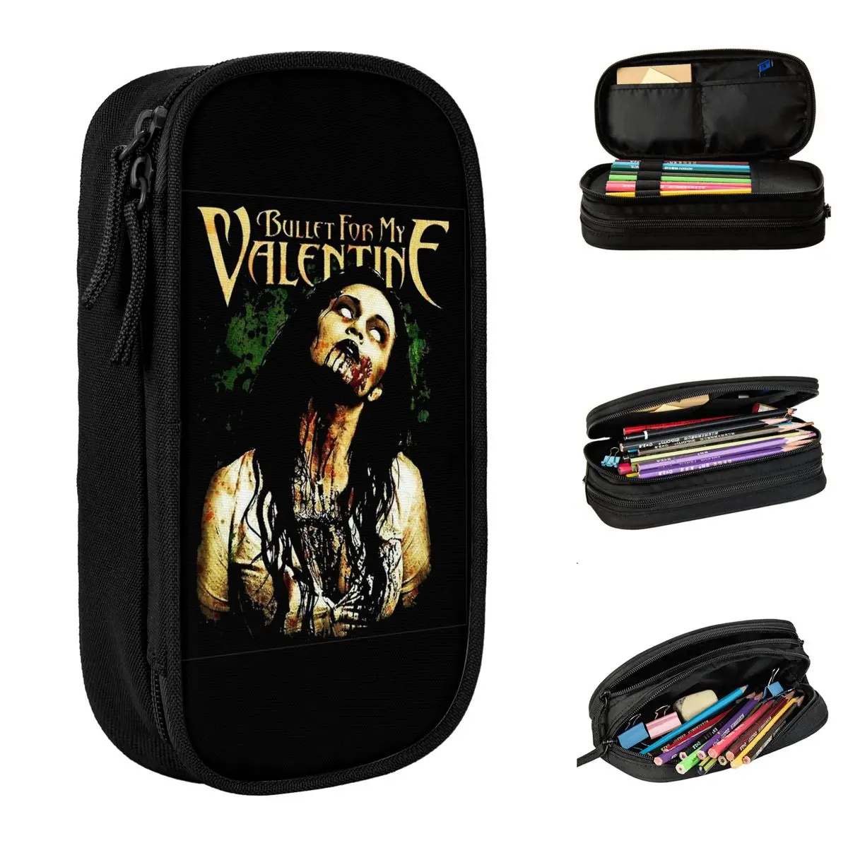 

Bullet For My Valentine Metal Pencil Case Pen Holder Bag Girl Boy Big Capacity Office Gift Pencil Pouch