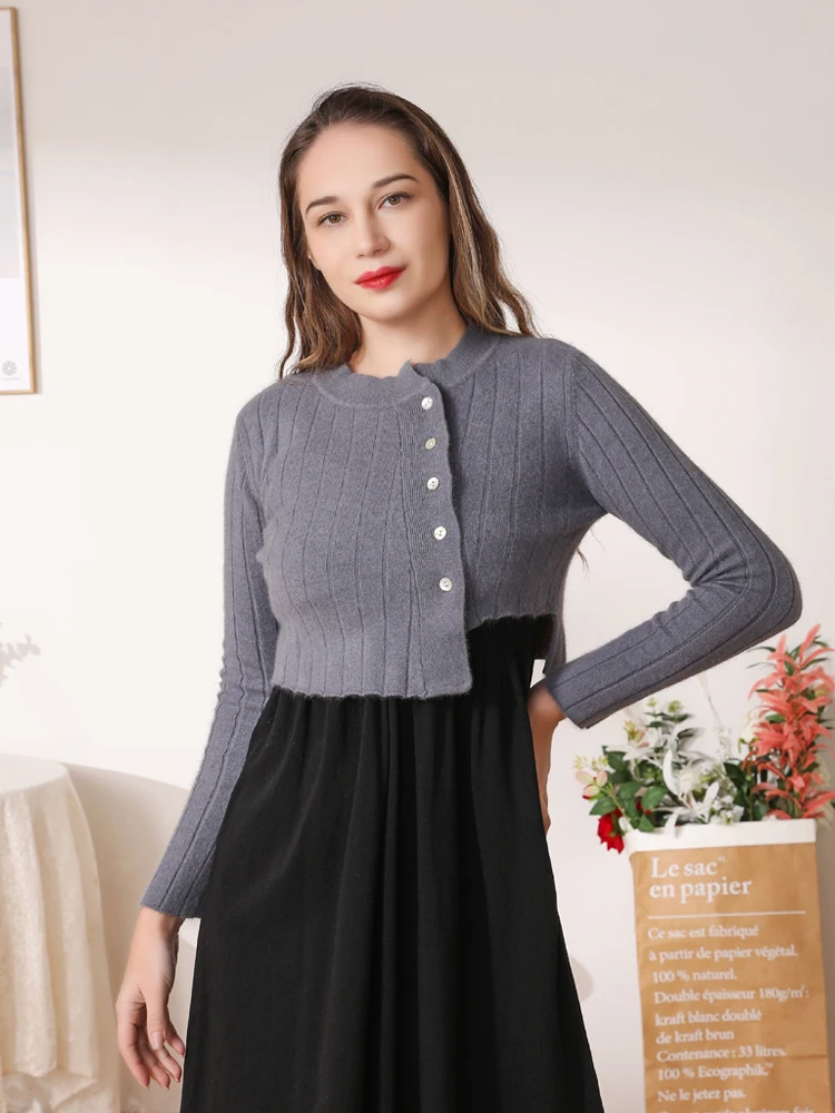 

Outerwear V-neck Knitted Ladies Sweaters Tricot Black Crochet Top Clothing Cropped Women's Coat Spring 2024 Cardigan Female Pink
