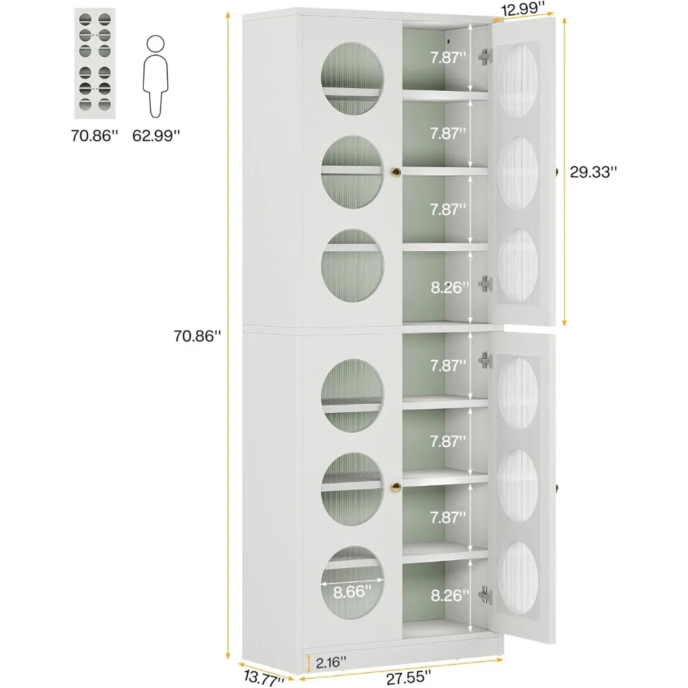 70-Inch Tall Shoe Cabinet with 4 Doors, 8-Tier Narrow Shoe Rack for Entryway, 24 Pairs Modern Tall Storage Cabinet 2