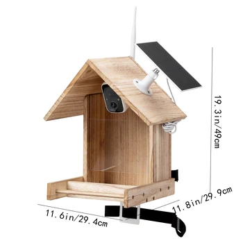 Smart Bird Feeder with Solar Powered Camera, Bird-Watching Camera Outdoor Feeder with 200W 1080P Camera, 3.5L Food Case, 128G SD 5