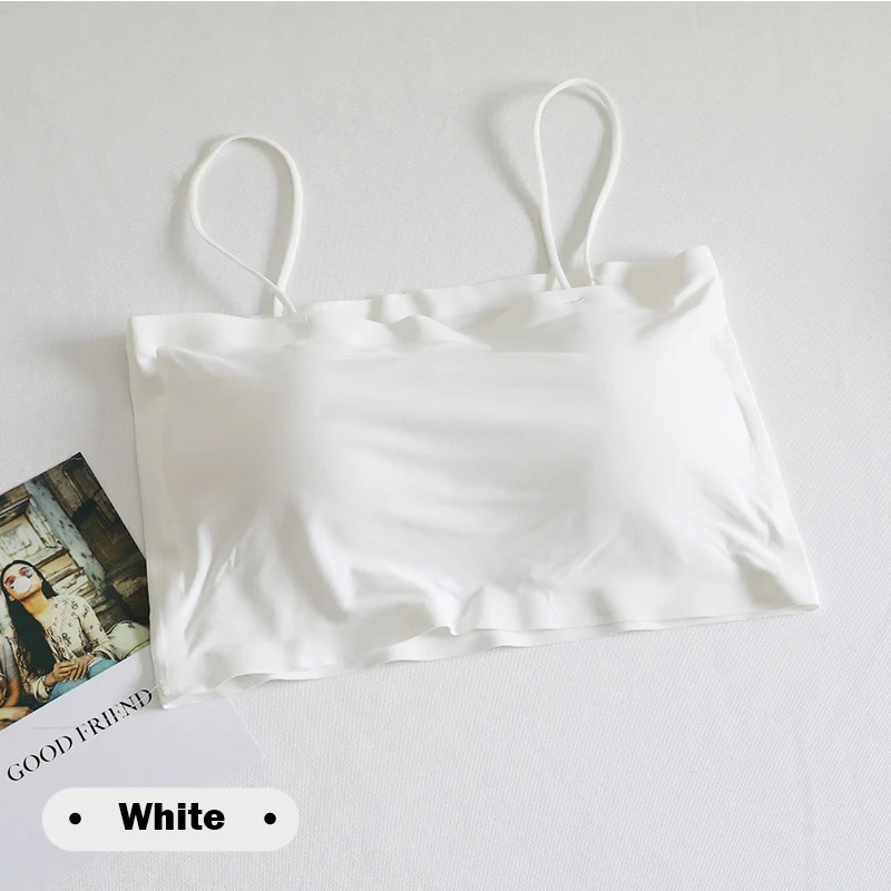 Women Lingerie Bra Women Tube Tops Hot Ice Silk Sling Female Tube Top Seamless Bras for Women Fashion Summer Sexy Solid Color Breathable Comfortable Thin