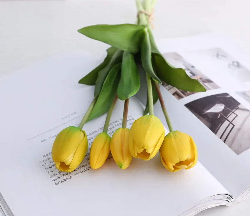 1/3/5 Stück Künstliche Tulpen Realistische Blumen Tulpenstrauß Deko Künstliche Tulpen für Heim- und Hochzeitsdekorationen – Detail 15