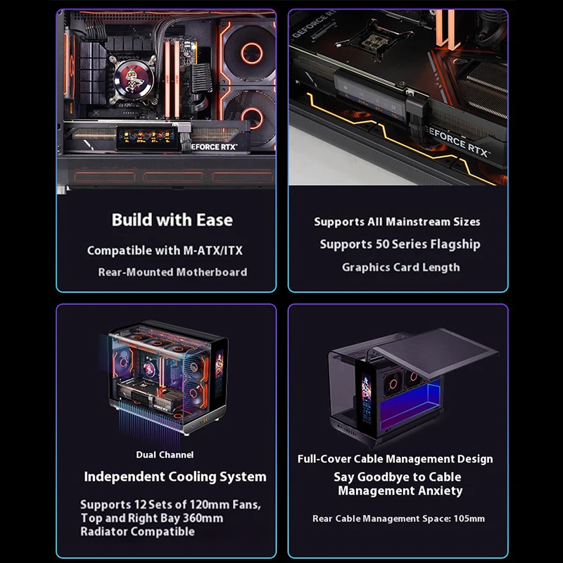 파워트레인 X-GAMERX 팬텀 윙 MATX PC 게이밍 케이스 시뷰 룸 케이스 데스크탑 컴퓨터 360 수냉식 호스트 디지털 LCD