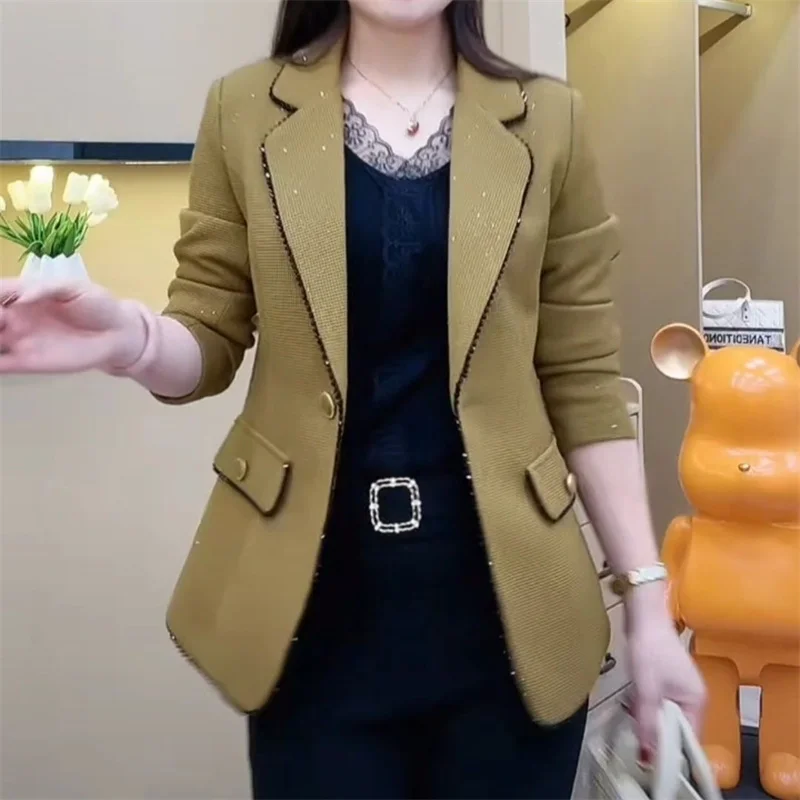 

2024 Spring Autumn New Small Fragrance Top-grade Blazers Women Fashion Casual Slim Office Blazer Jacket Female Pocket Outerwear