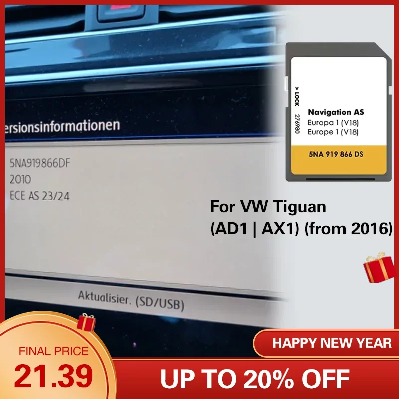 Per Vw Tiguan Ad1 Ax1 Dal 2016 Mappa Di Navigazione Sd 32Gb Memoria Flash Scheda Gps Europa