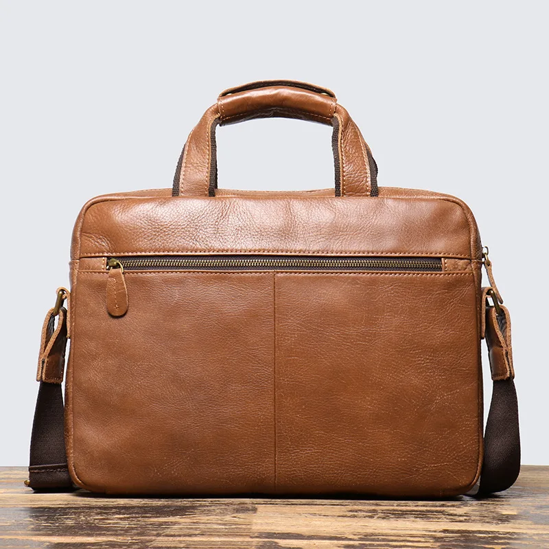 Vintage Men's Leather Messenger Bag Cowhide Briefcase Shoulder Crossbody Laptop Bag