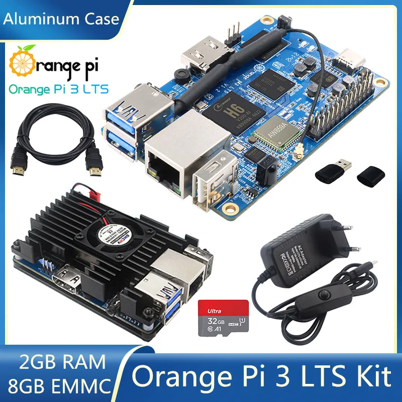 

Мини-компьютер Orange Pi 3 LTS H6 64-бит, 2 Гб ОЗУ 8 ГБ EMMC WIFI BT5.0 гигабитный 1,8 ГГц AllWinner H6 SoC Android 9,0 Ubuntu Debian OS