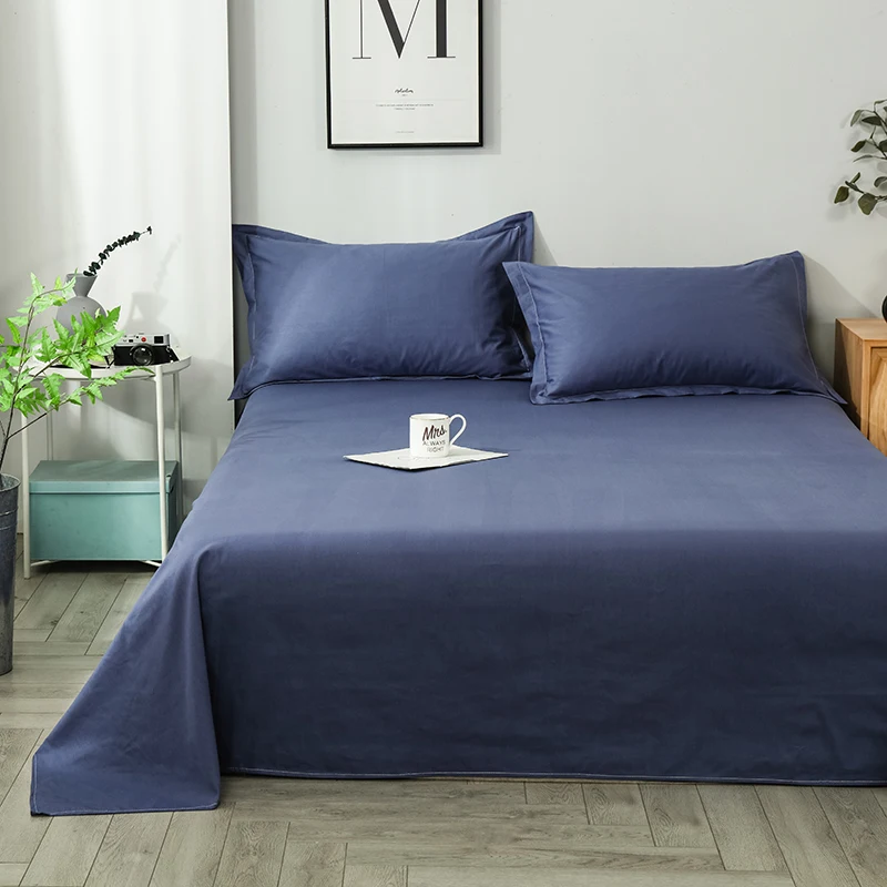Description Picture 3 of item1pcs 100% Cotton Bed Sheet Pink Soild Color Top King Double Sheets Pure Cotton Single Size Kids Bed Linen (No Pillowcase)