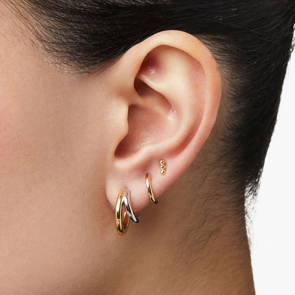 Dainty Zircon Small Stackable 14k Gold Plated Earrings Set for Women Multiple Piercing Cartilage Huggie Hoop Earring Jewelry