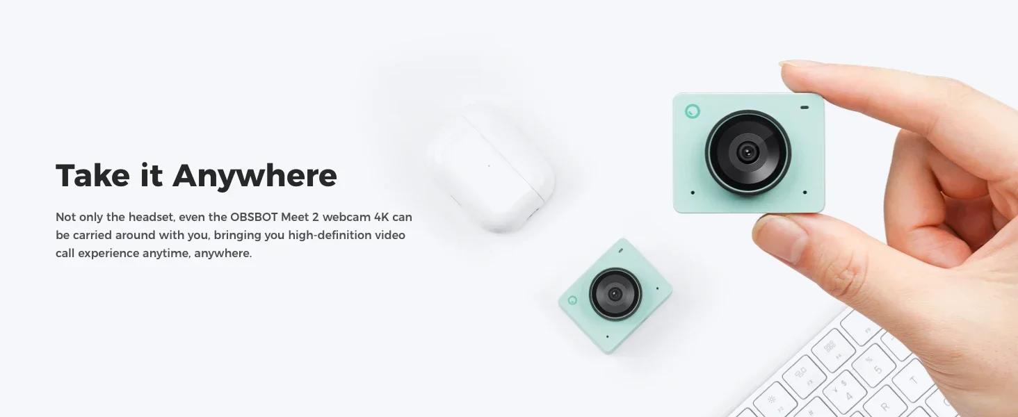 OBSBOT Meet 2 Webcam 4K AI Framing & Auto Tracking, 1/2" Sensor, 60FPS, Auto Foc