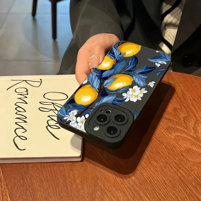 Summer Fruit Lemon Flower Shockproof Silicone Phone Case