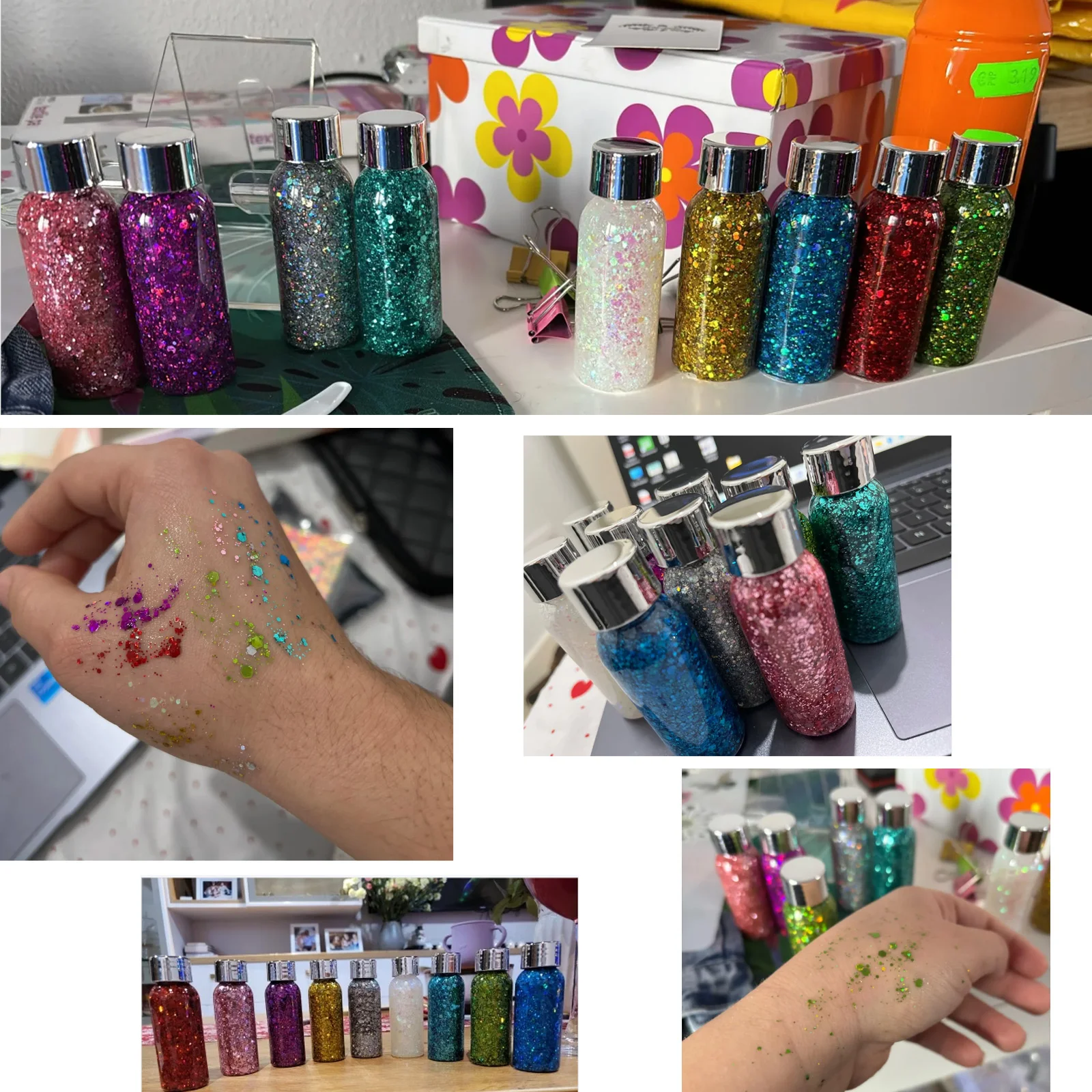 Face Glitter Makeup 9pcs for glitter gel makeup,body glitter gel,glitter sequins