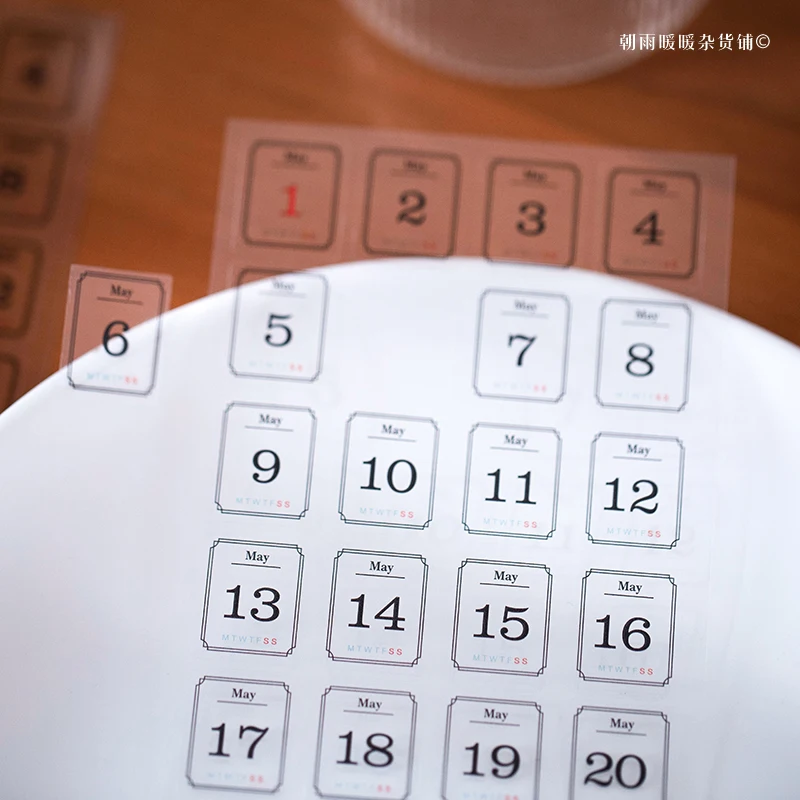 Chaoyu 365일 플래너 날짜 스티커 심플 영구 달력 월간 달력 일일 날짜 번호 라벨 방수 스티커
