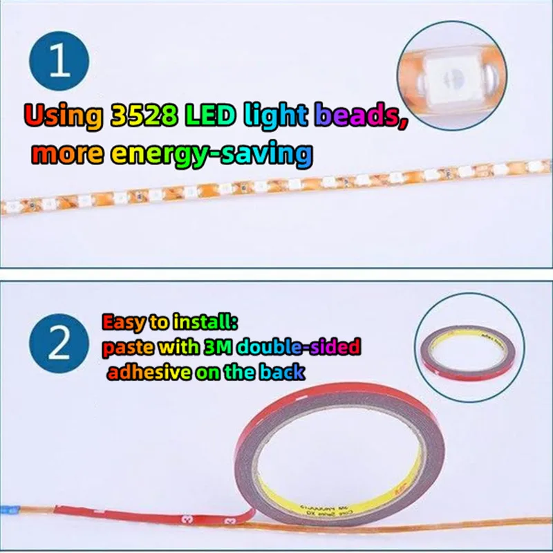 53.15in motorcycle multi-color flash lamp scooter decorative lamp refitting led running water waterproof strip motorcycle led lights motorcycle accessories led lamp strip led atmosphere light