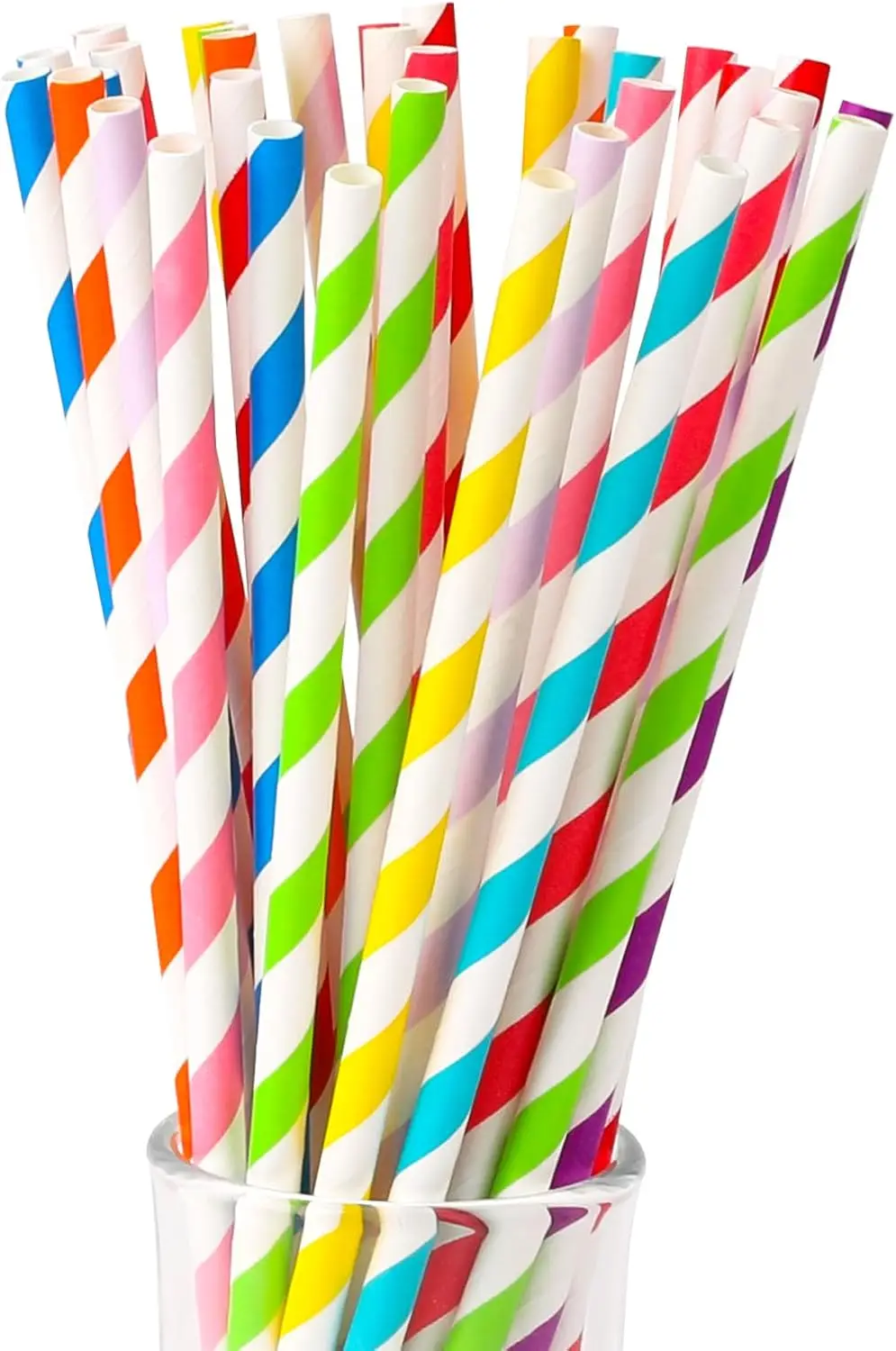 Mix Color Paper Straws 100PCS Disposable Drinking Straws Bulk 6*197mm Decoraation Bar for Cocktail Bars Restaurants