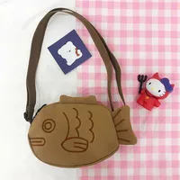 Fish Shape Canvas Messenger Bag Fashion Cute Embroidery Portable Zippered Small Purses Handbags Mini Crossbody Bag - Image 3