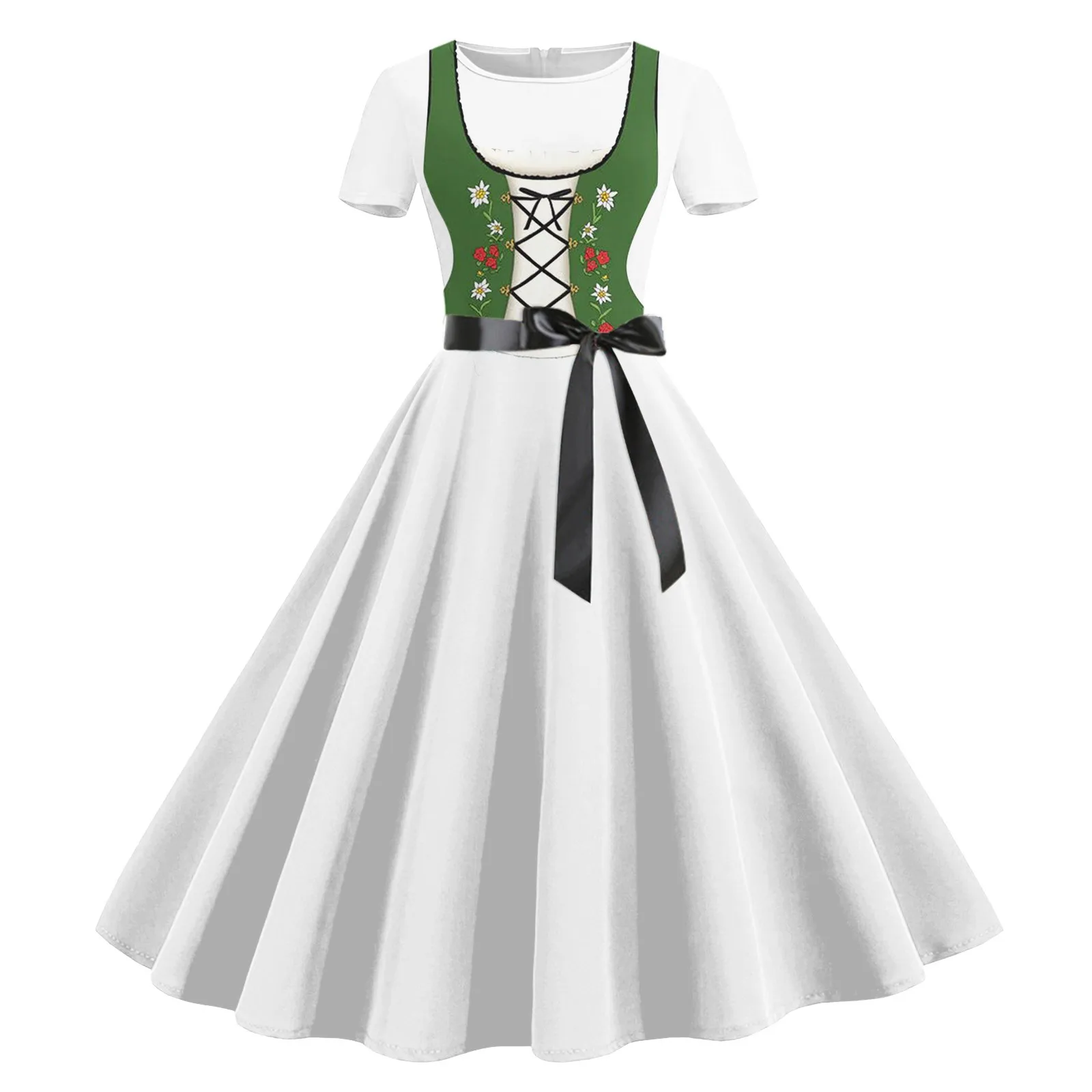 

Vintage Cocktail Comfortable Tunic Dresses For Women Short Sleeve Knee Length Retro A Line Flared Swing Formal Prom Party Gown