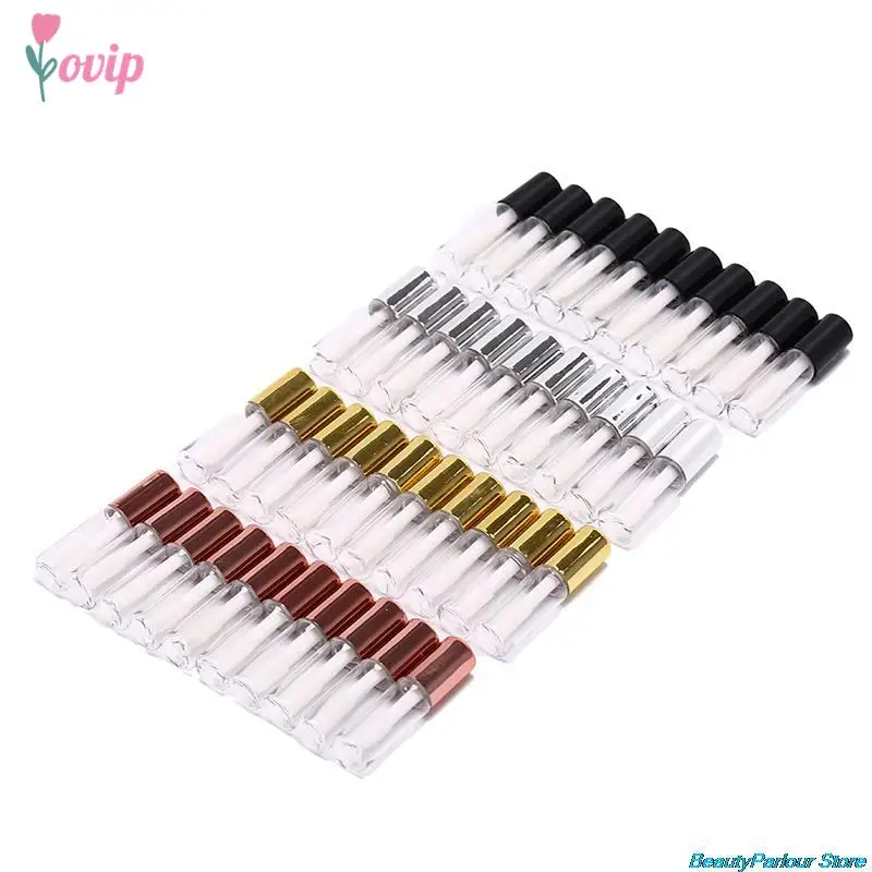 빈 플라스틱 립 밤 튜브 립스틱 미니 샘플 화장품 용기, 캡이 있는 투명 PE 립 글로스 튜브, 4.3x1cm, 10 개