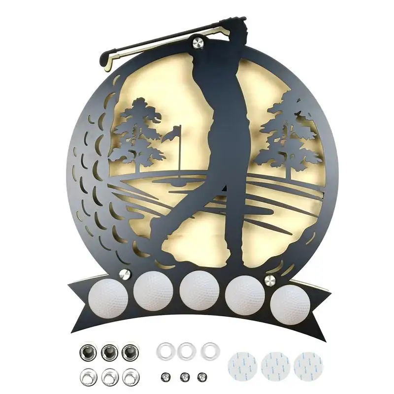 

Golf Ball Display Holder Creative Silhouette Golf Metal Sign Decorations Wall Mounted Golf Ball Display Iron Bracket Golfer Gift