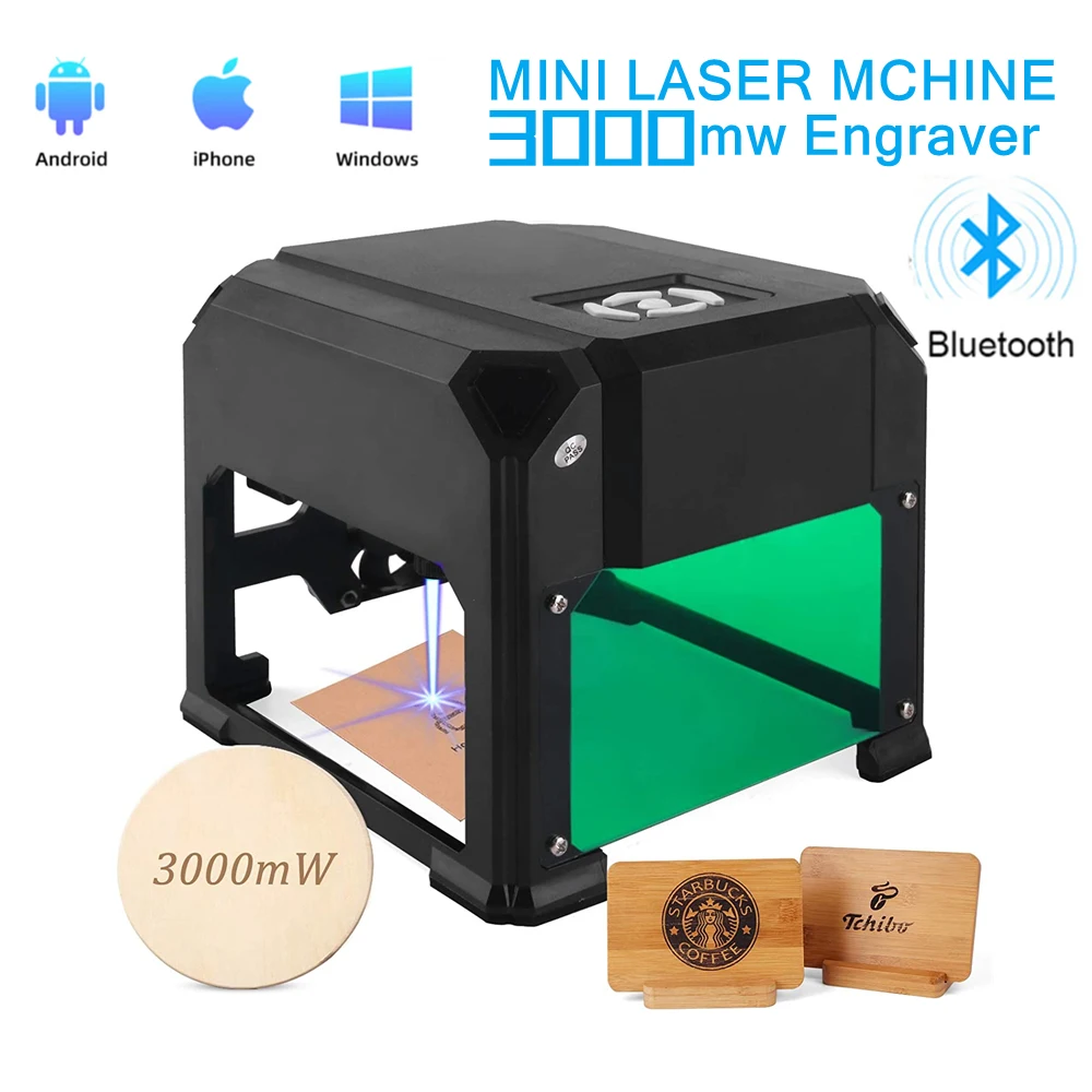 TWOWIN 블루투스 레이저 조각기, CNC DIY K4 레이저 조각기, 3000mw 고속 미니 로고 마크 프린터 커터, 목공 플라스틱