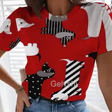 

2O22 Animal T-shirts Cat Graphics 3d Printed T Shirt Women Short-sleeve Streetwear y2k Clothes O-Neck Oversized Female Tees Tops