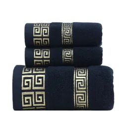 Luxury Black Cotton Bathroom Towel Set - 3 - Piece Premium Collection - 3pcs set (GE black)