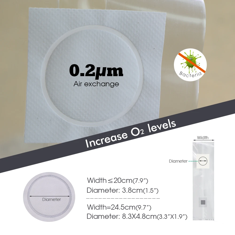 Mushroom Cultivation Bag with Window and Injection Port Breathable Heat-Resistant