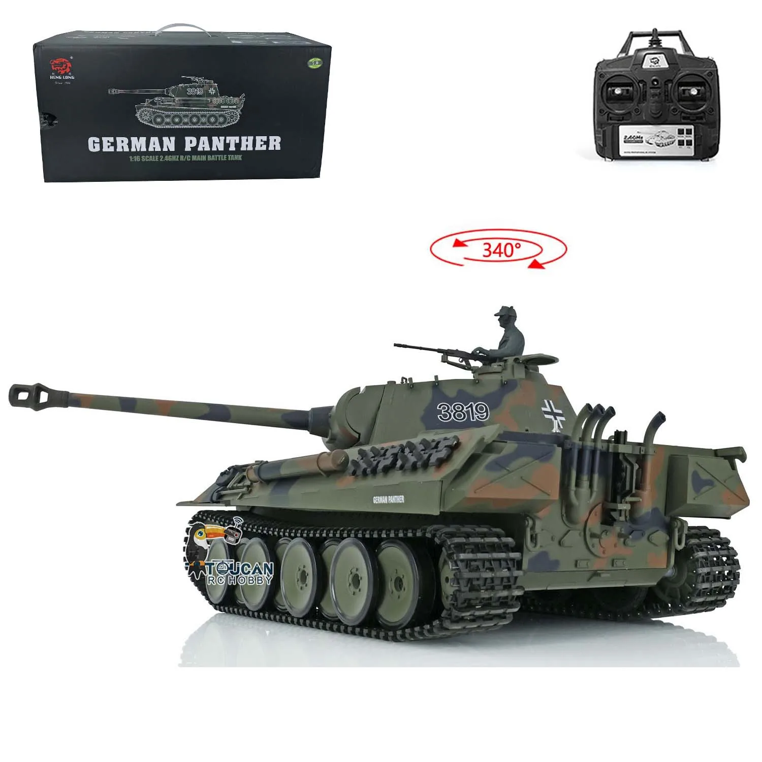 Henglong 1/16 German Panther V RTR RC Tank 3819 With 2.4Ghz Radio Control 7.0 Plastic Version Model For Christmas Present 3