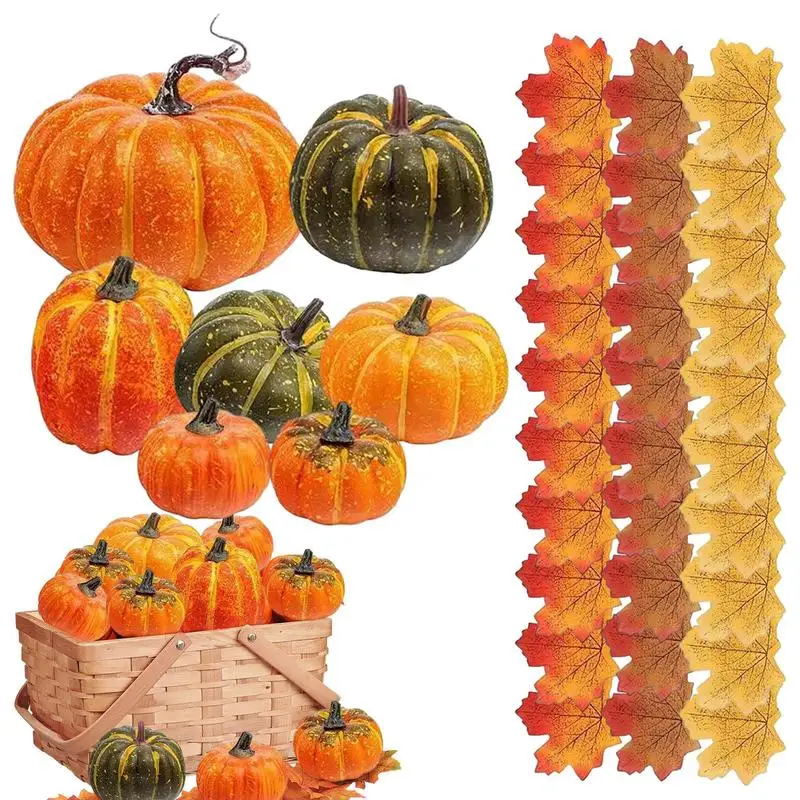 

Artificial Pumpkins Artificial Halloween Pumpkin Decor Thanksgiving Artificial Maple Leaves Pumpkins For Home Halloween Party