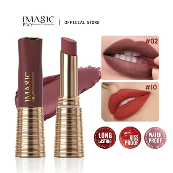 IMAGIC Lipstick Matte Long Lasting No-stick Lipstick Waterproof Makeup Lip Stick Smudge-free Classic Highly Pigmented Lip Tint