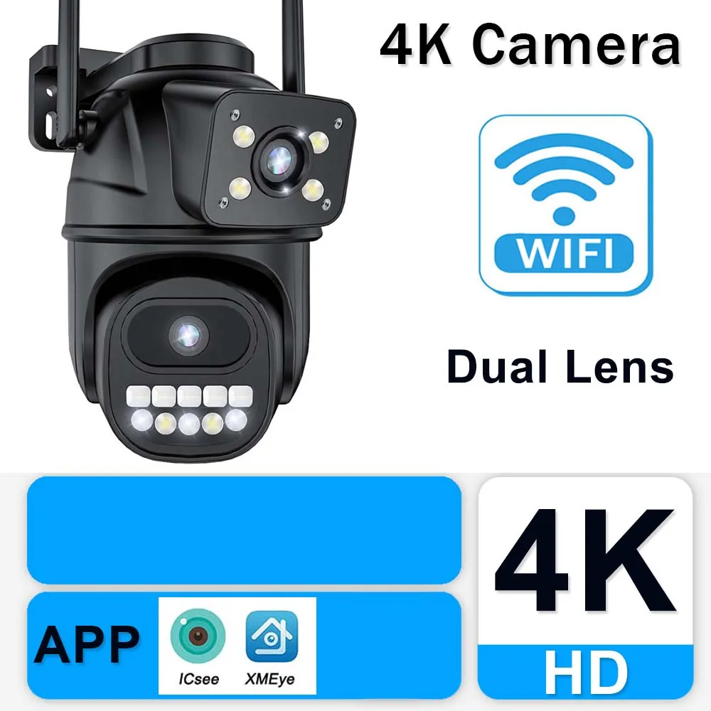 5K 12MP WiFi Kamera, Kablosuz Dış Mekan, Su Geçirmez Gözetim, 10X Zoom, Üç Lens Üç Ekran, Güvenlik Koruması, Gözetleme Kamerası, İnsan Algılama, P2P, PTZ Kamera, Akıllı Ev CCTV, 360 ° Wifi Kamera