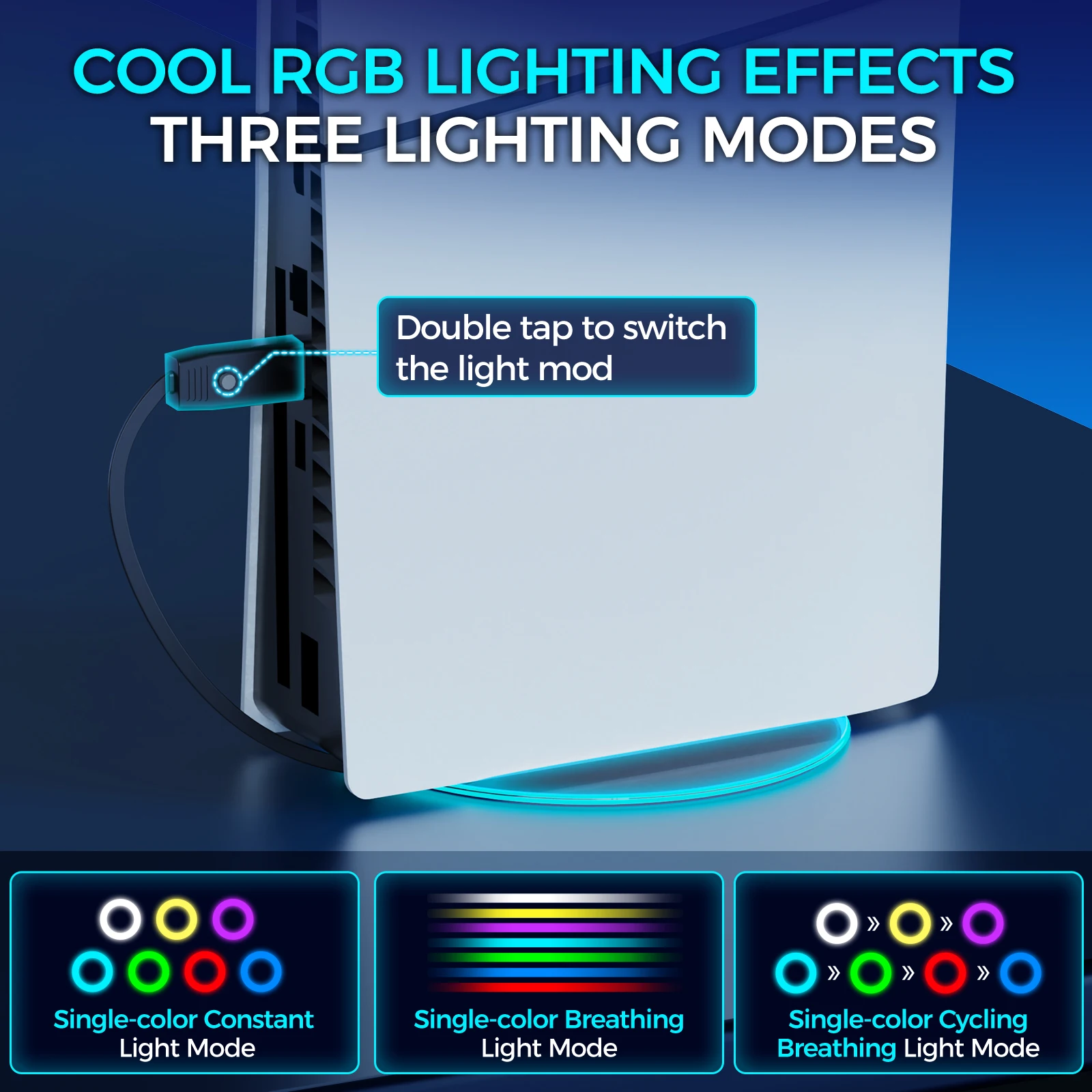 IINE RGB Vertical Stand for PS5 & PS5 Slim RGB Lighting Disc & Digital Plug and Play Easy Snap-in Installation